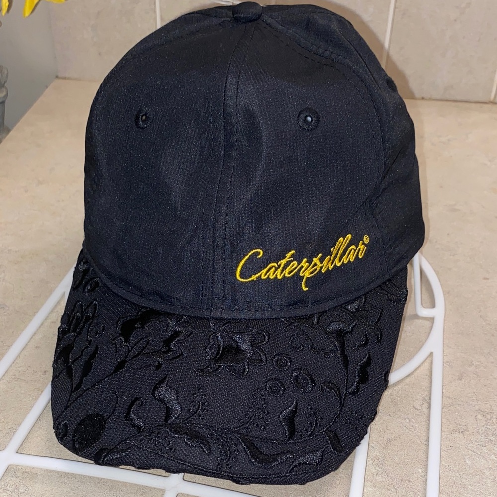Caterpillar Black Cap with Yellow Embroidery logo and elegant brim
